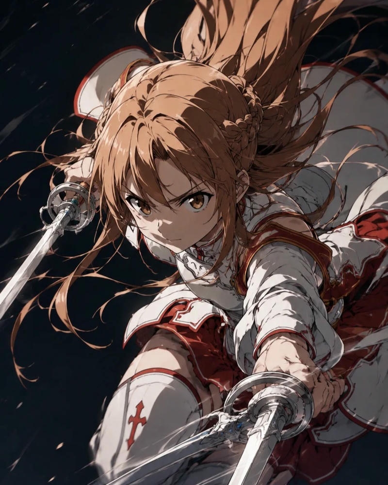 Ảnh Asuna anime với ánh nhìn nhẹ nhàng cuốn hút