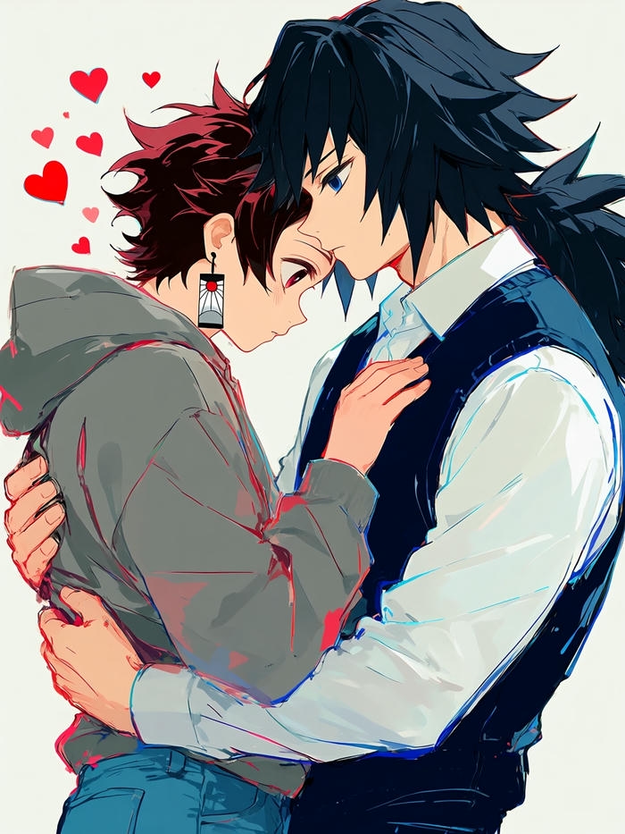 Ảnh Giyuu x Tanjiro mang nét vẽ hài hòa