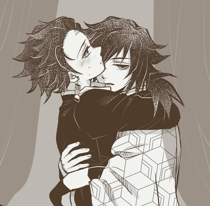 Ảnh Giyuu x Tanjiro mang tạo hình đáng yêu