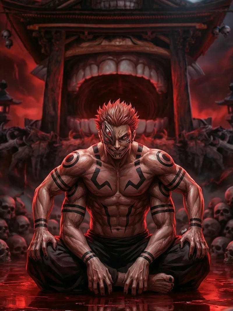 Ảnh anime Sukuna mang tạo hình dữ dội nổi bật