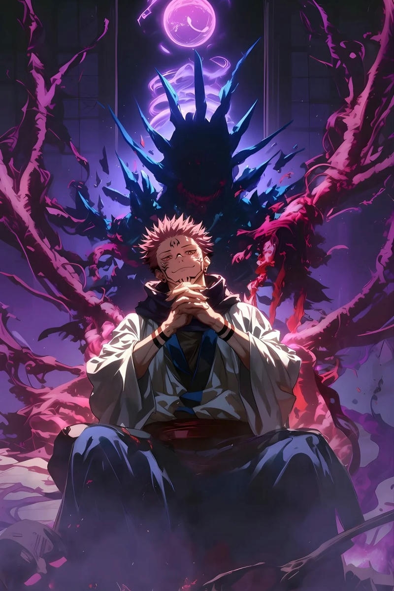 Ảnh anime Sukuna với thần thái lạnh lùng nổi bật
