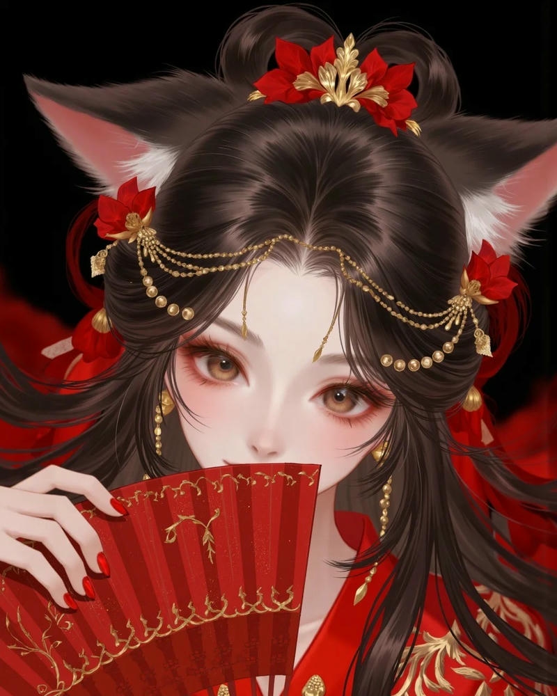 Ảnh hồ ly anime với vẻ ngoài yêu kiều hài hòa