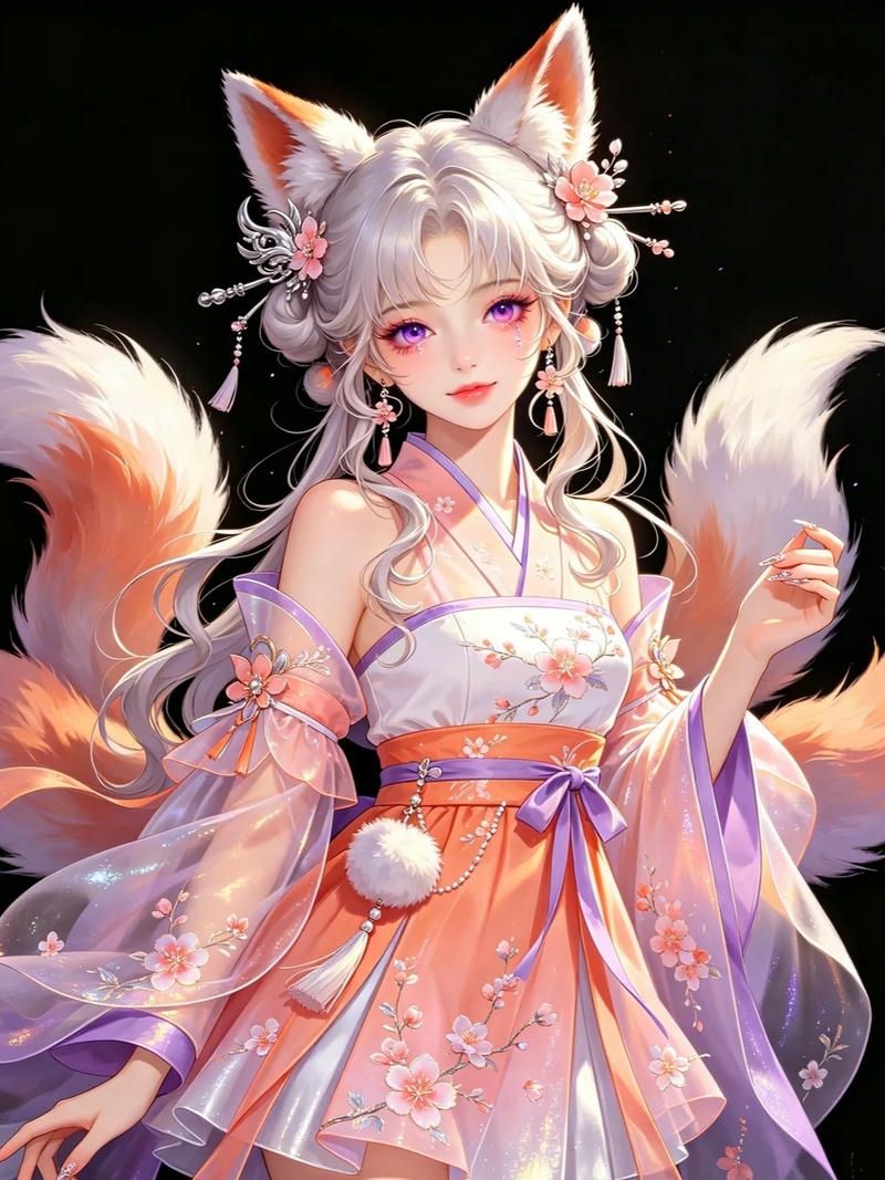 Ảnh nhân vật anime hồ ly có nét đẹp tinh tế