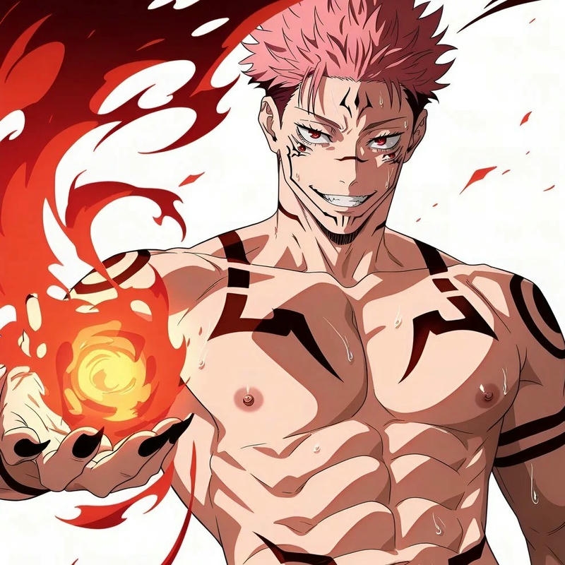 Hình ảnh Sukuna trong anime có phong thái mạnh mẽ
