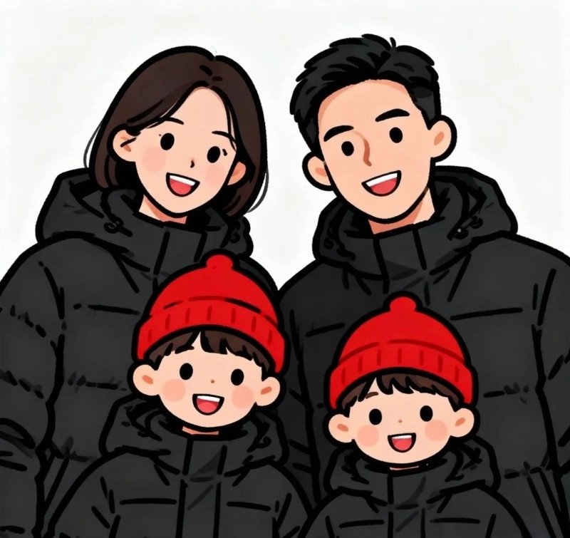 Hình ảnh gia đình 4 người 2 con trai