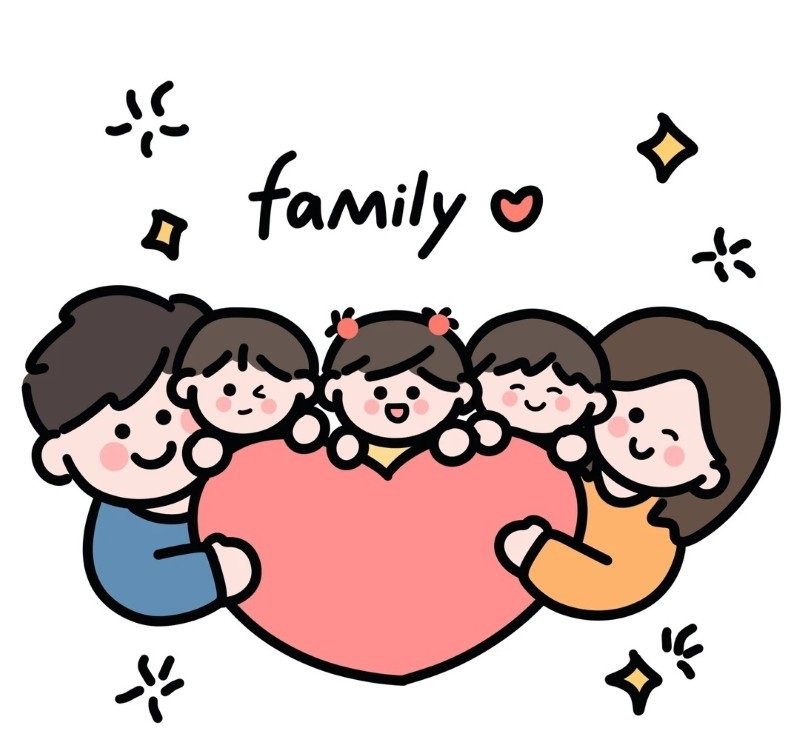 Hình ảnh gia đình 5 người chibi