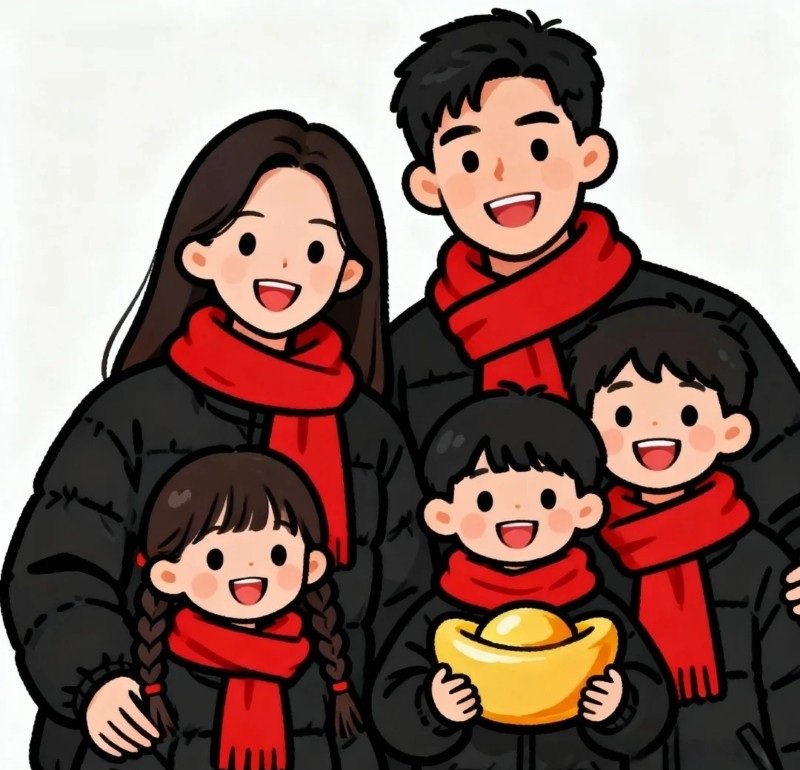 Hình ảnh gia đình 5 người cute