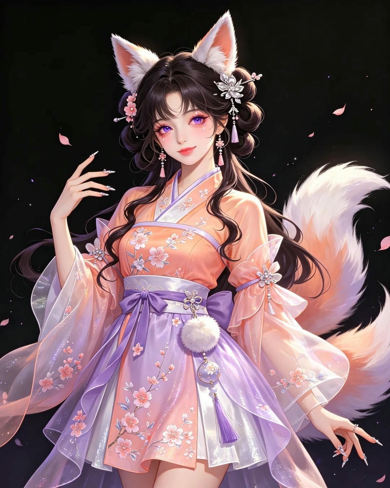 Hình hồ ly anime mang vẻ ngoài huyền bí