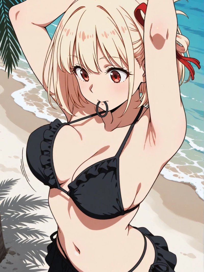 gái anime diện bikini bãi biển cuốn hút