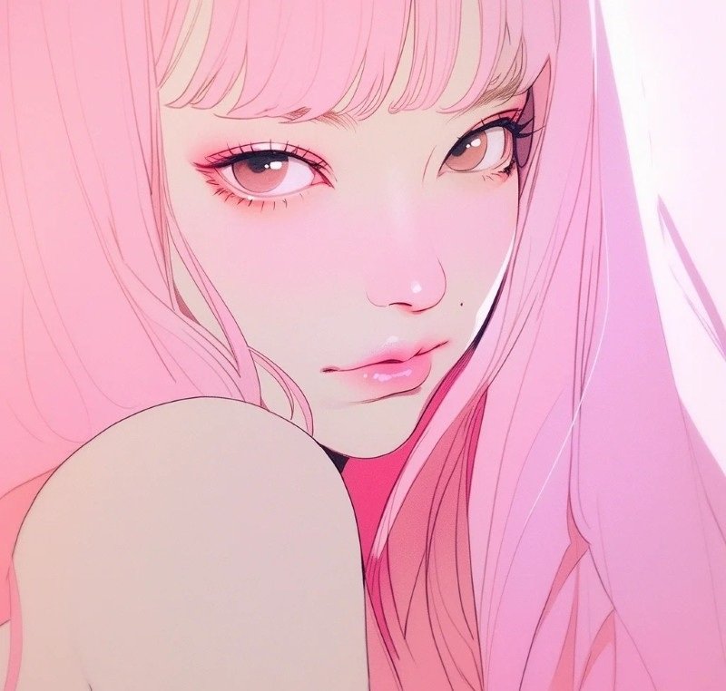 ảnh anime màu hồng ngầu