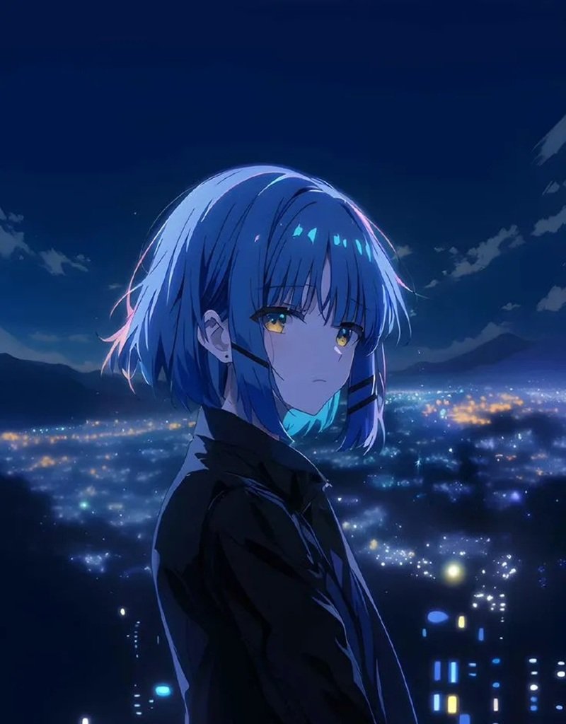 ảnh anime màu xanh dương 21