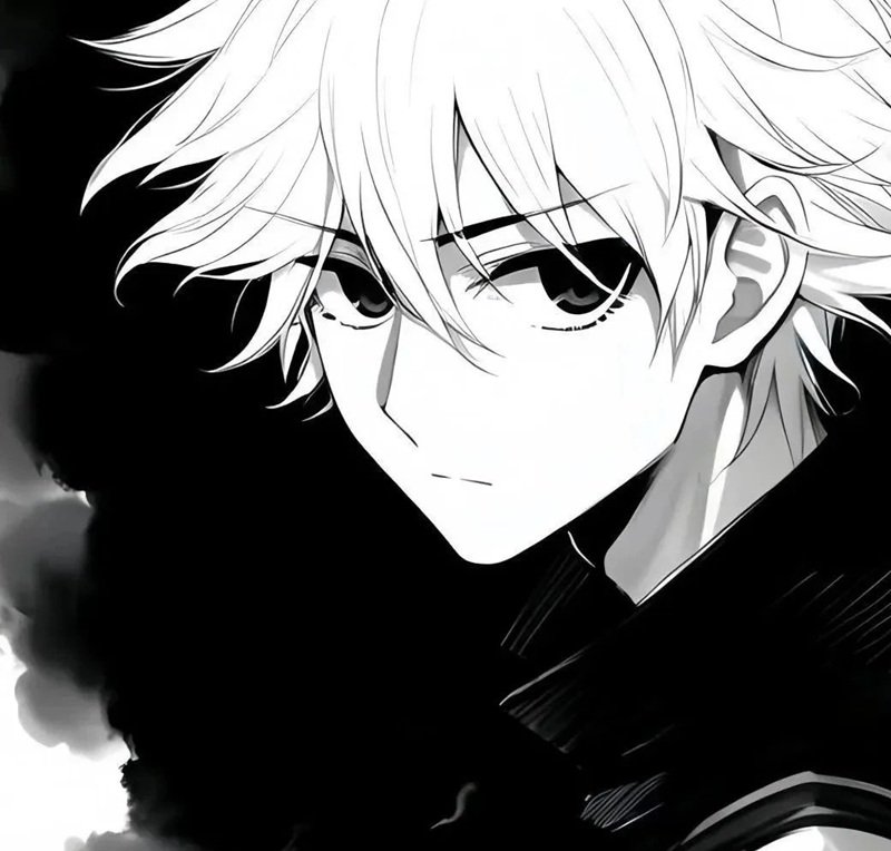 ảnh anime nam trắng đen