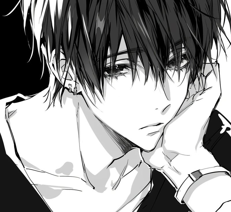 ảnh anime trắng đen​​ 37