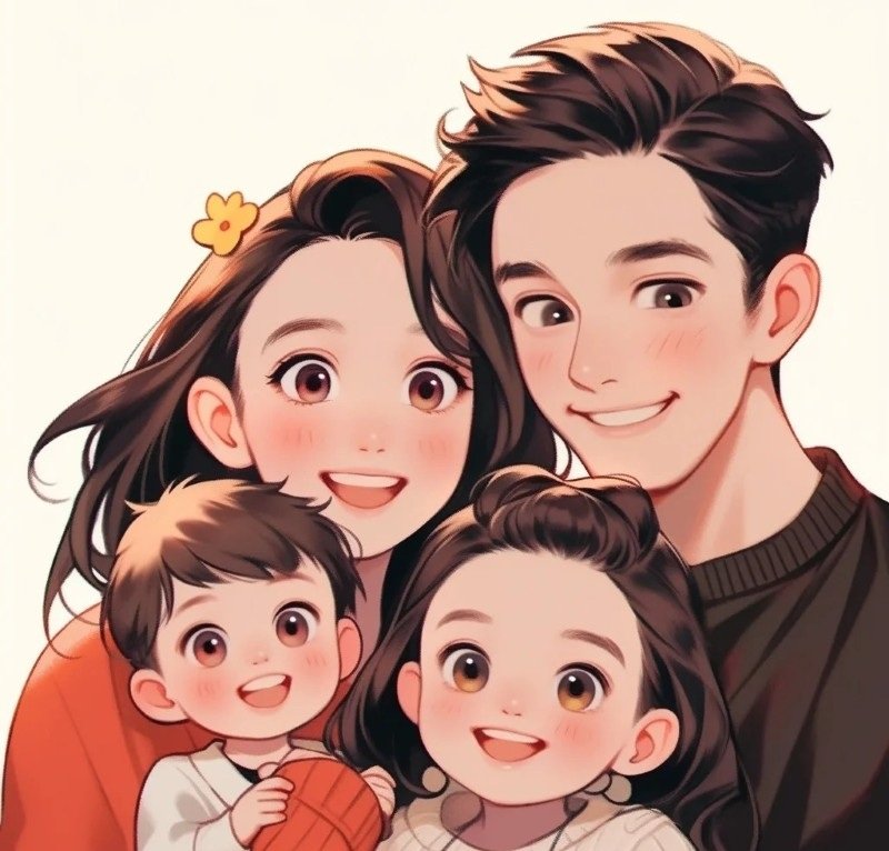 ảnh gia đình 4 người anime 17