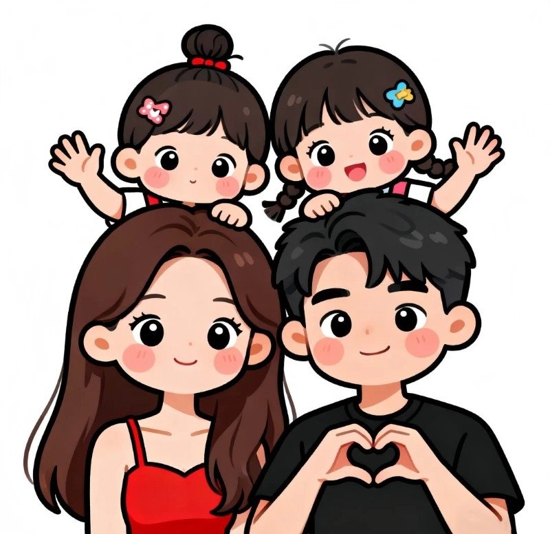 ảnh gia đình 4 người anime 2