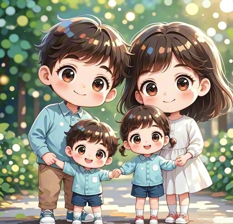 ảnh gia đình 4 người anime 23