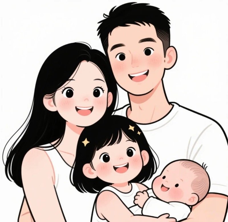 ảnh gia đình 4 người anime 26