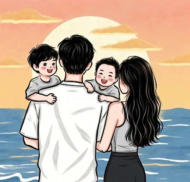 ảnh gia đình 4 người anime 7