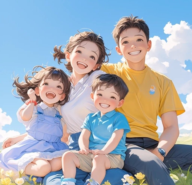 ảnh gia đình 4 người anime 9