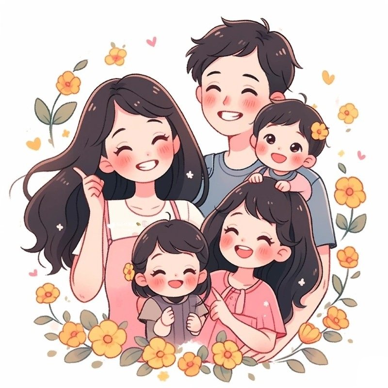 ảnh gia đình 5 người anime 1