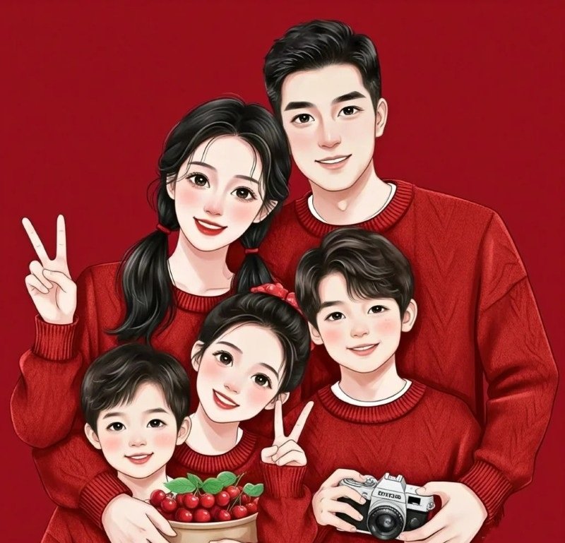 ảnh gia đình 5 người anime 10