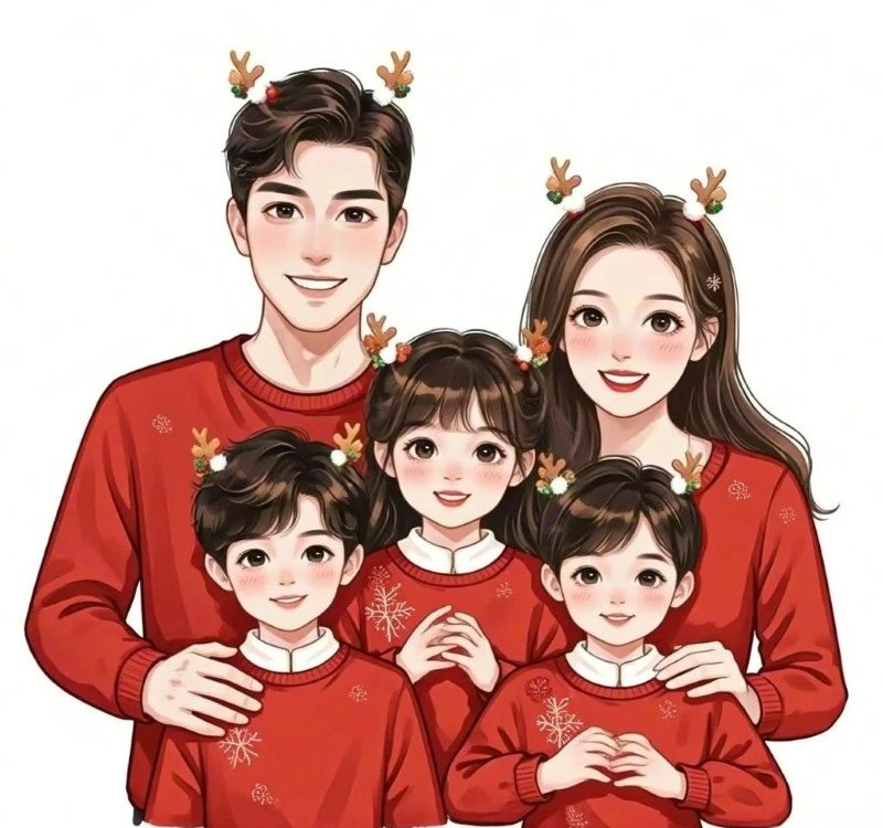 ảnh gia đình 5 người anime 15