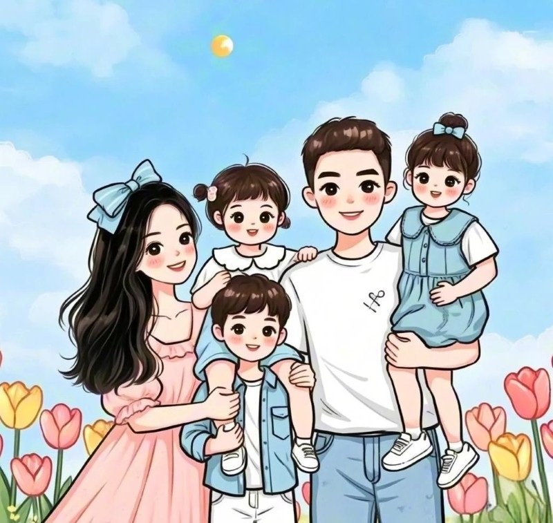 ảnh gia đình 5 người anime 17