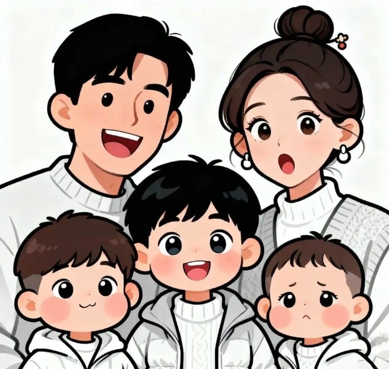 ảnh gia đình 5 người anime 2