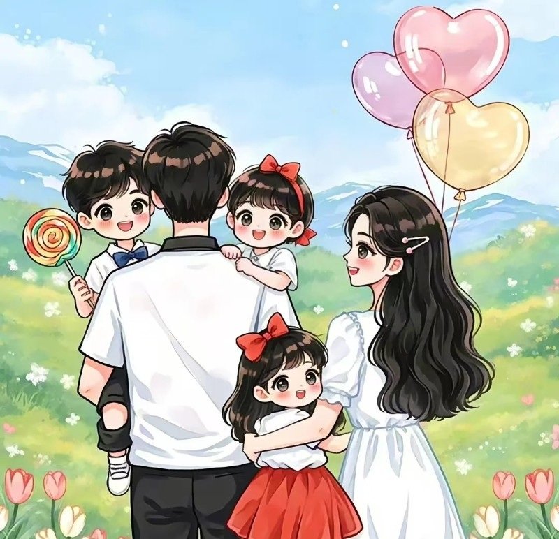 ảnh gia đình 5 người anime 20