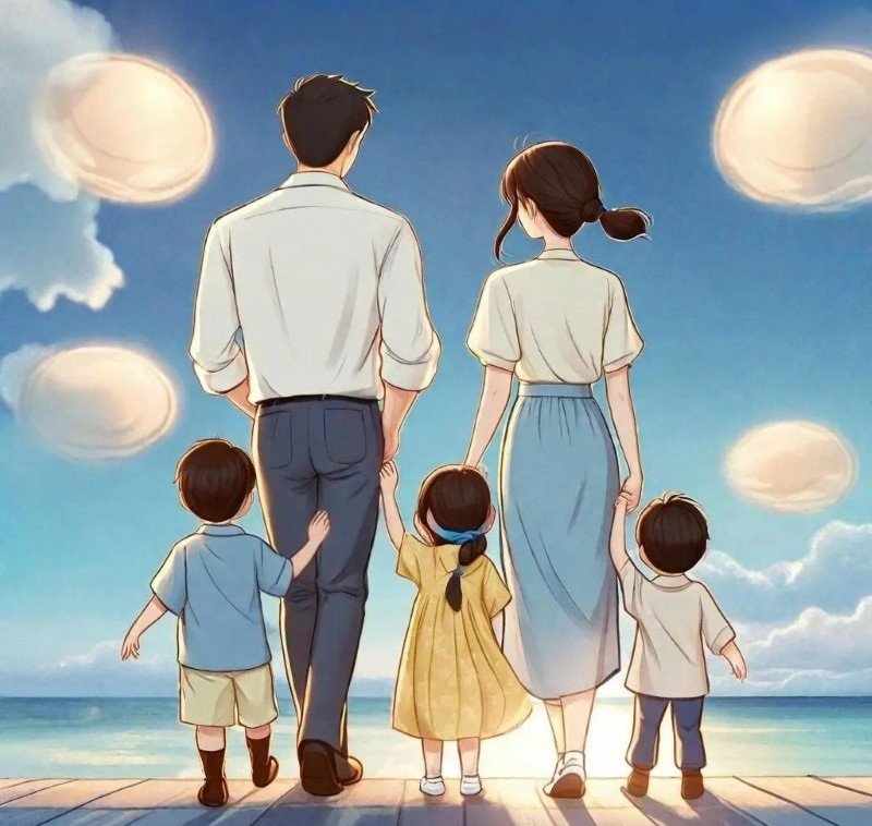 ảnh gia đình 5 người anime 21