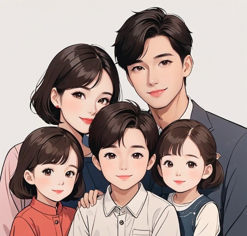 ảnh gia đình 5 người anime 22