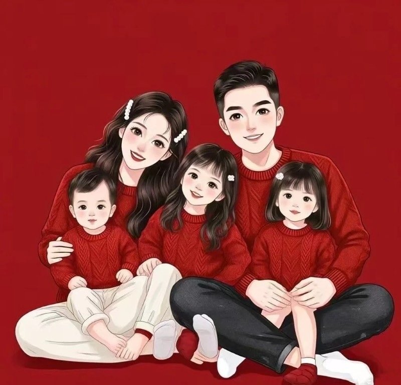 ảnh gia đình 5 người anime 29