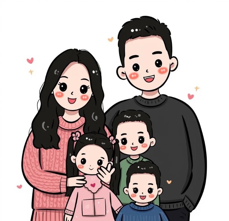 ảnh gia đình 5 người anime 34