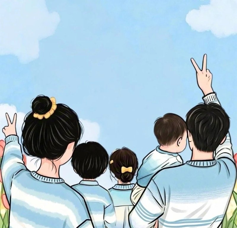 ảnh gia đình 5 người anime 36