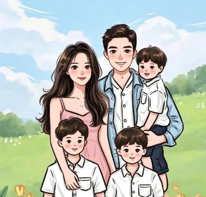 ảnh gia đình 5 người anime 4