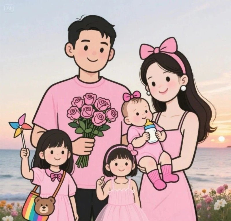 ảnh gia đình 5 người anime 5