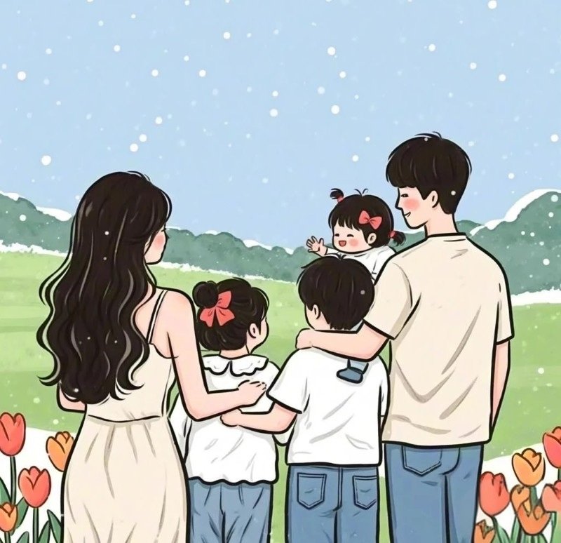 ảnh gia đình 5 người anime 7