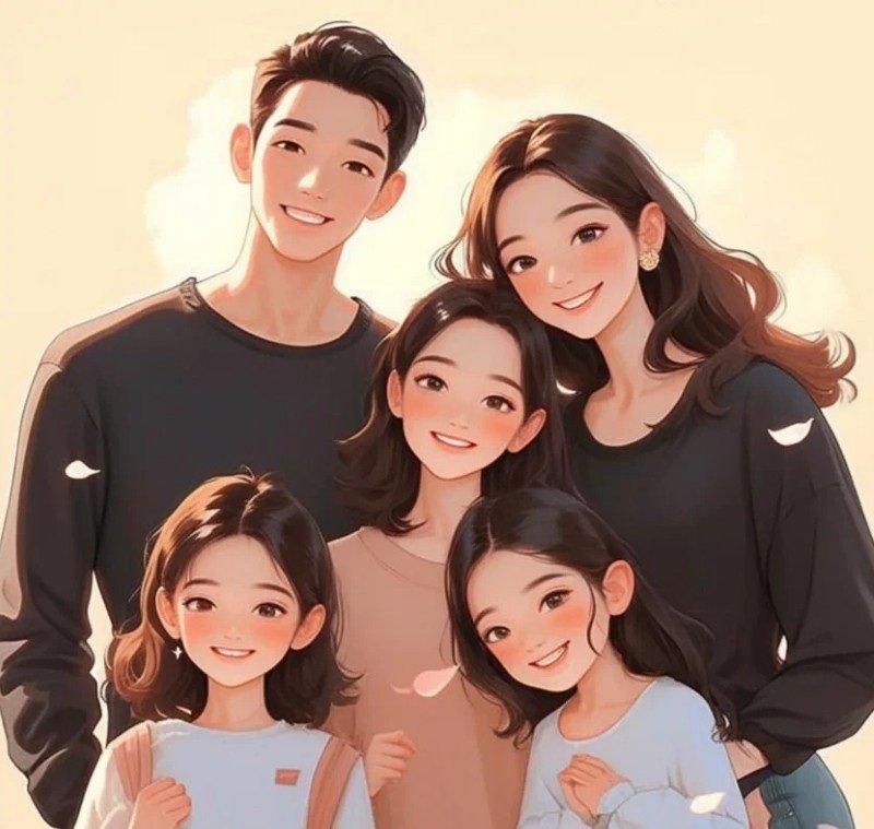 ảnh gia đình 5 người anime 8