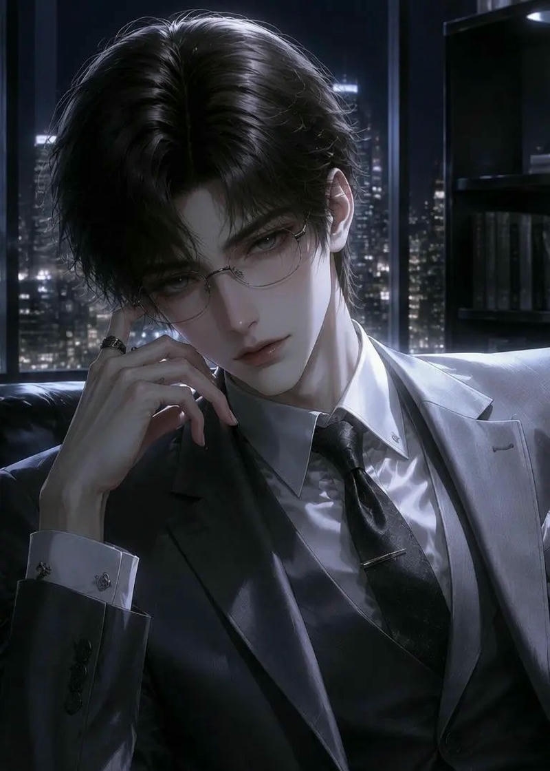 Ảnh tổng tài anime với ánh mắt sắc bén đầy uy lực