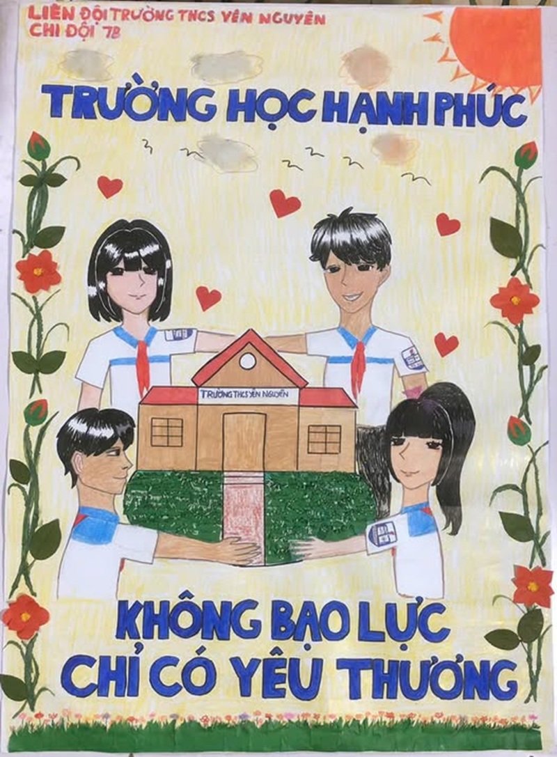 hướng dẫn vẽ tranh bạo lực học đường