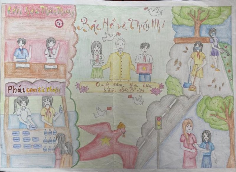 vẽ bác hồ và thiếu nhi