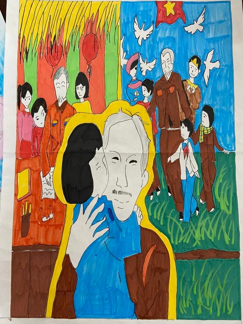 vẽ tranh bác hồ và thiếu nhi