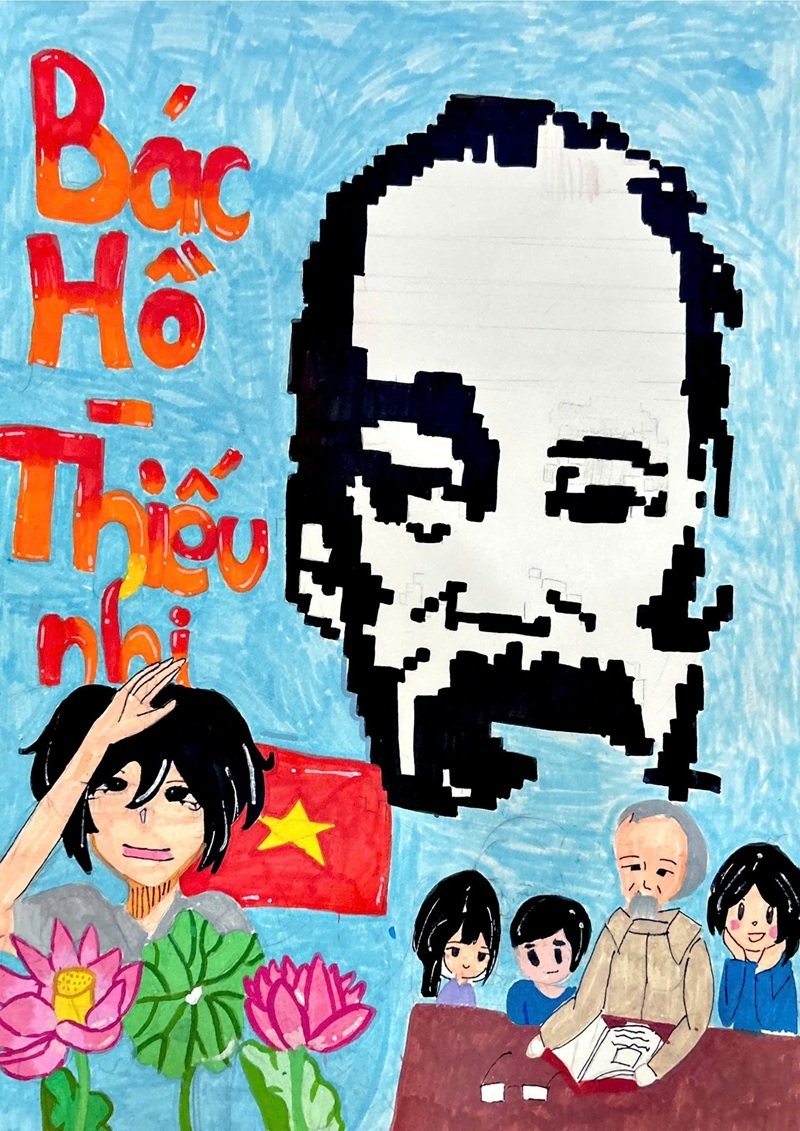 vẽ tranh bác hồ với thiếu nhi 1