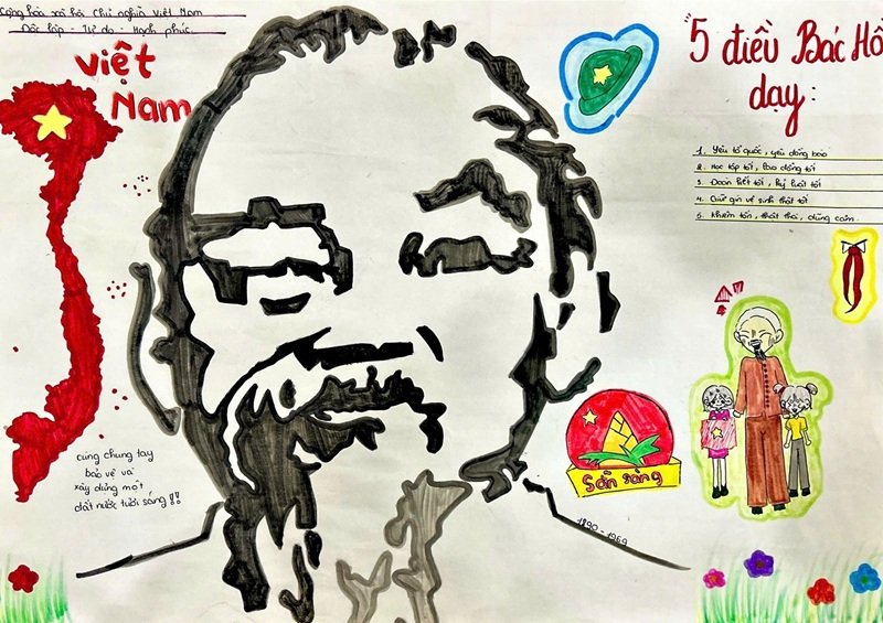 vẽ tranh bác hồ với thiếu nhi 12