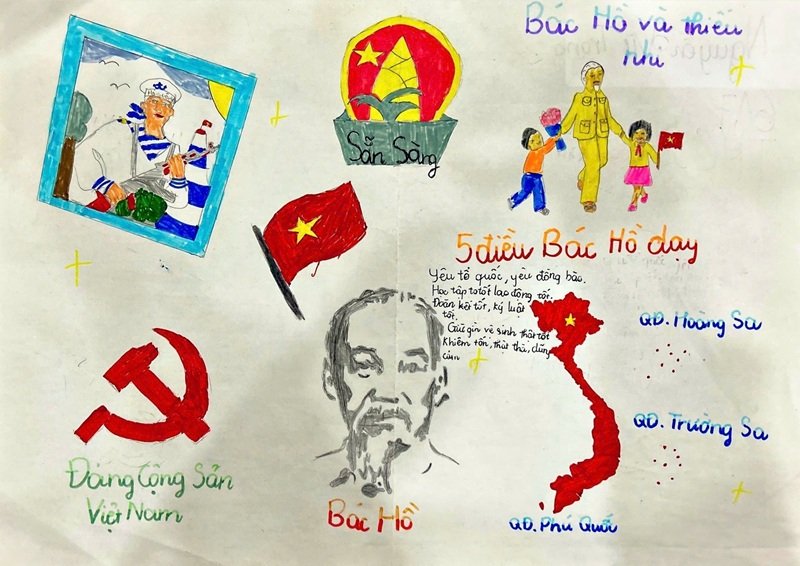 vẽ tranh bác hồ với thiếu nhi 15