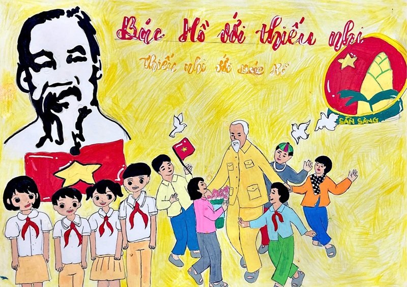 vẽ tranh bác hồ với thiếu nhi 16
