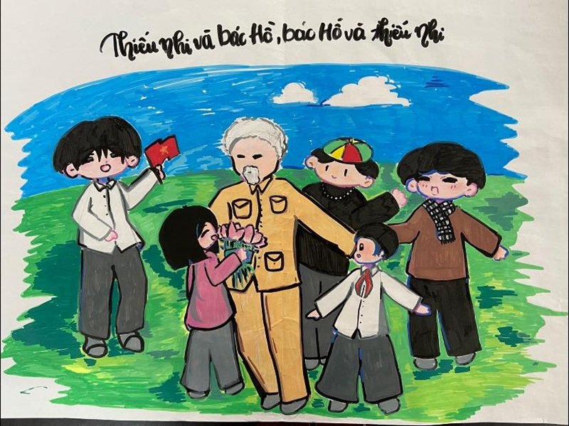 vẽ tranh bác hồ với thiếu nhi 25