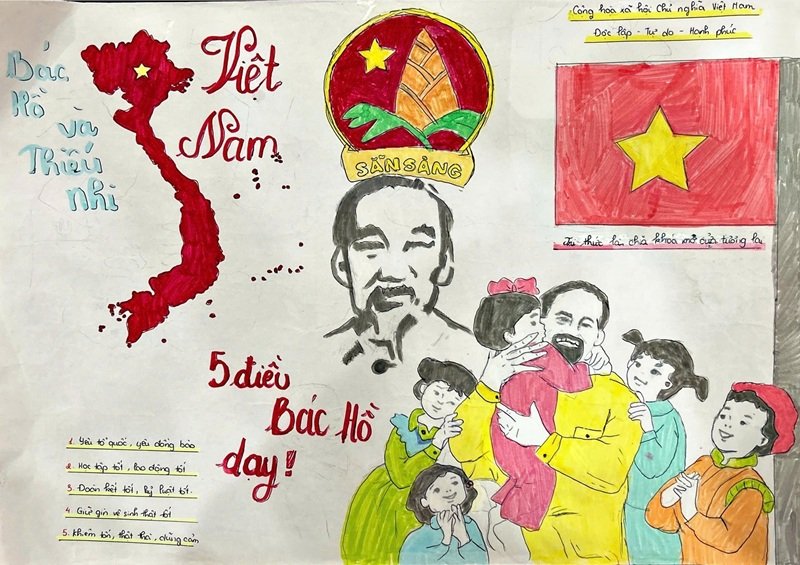 vẽ tranh bác hồ với thiếu nhi 3