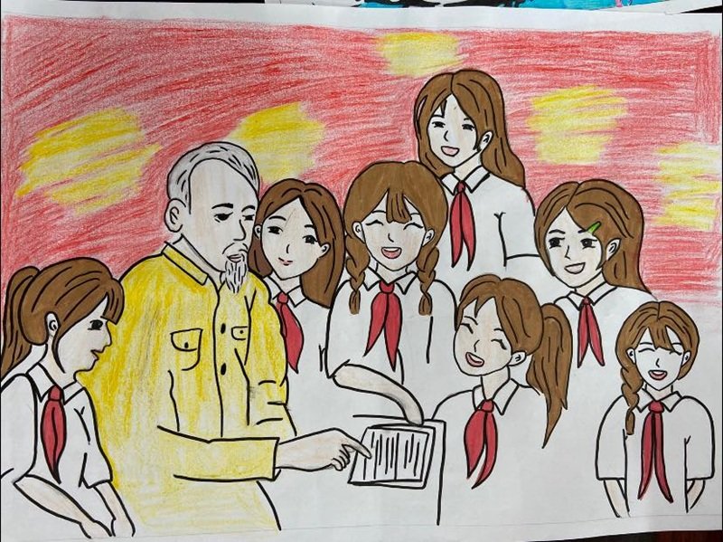 vẽ tranh bác hồ với thiếu nhi 31