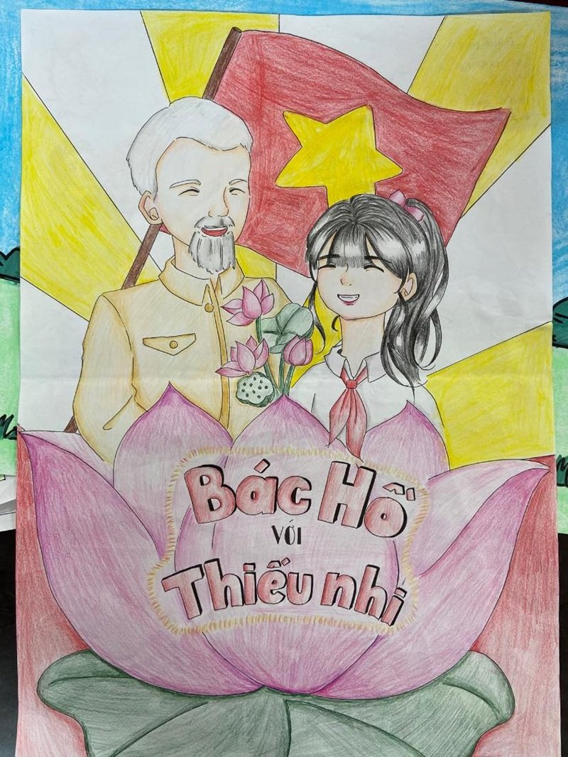 vẽ tranh bác hồ với thiếu nhi 35